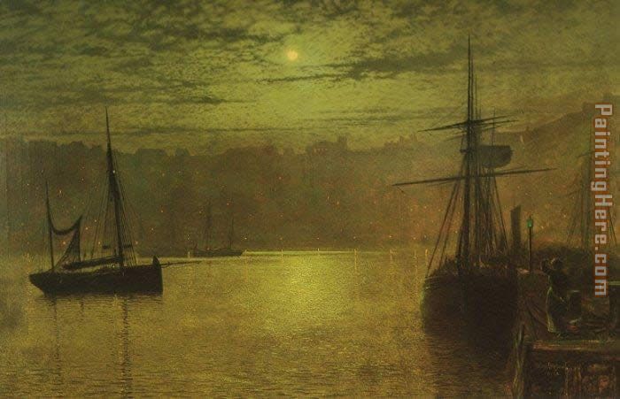 Lights in the Harbour painting - John Atkinson Grimshaw Lights in the Harbour art painting